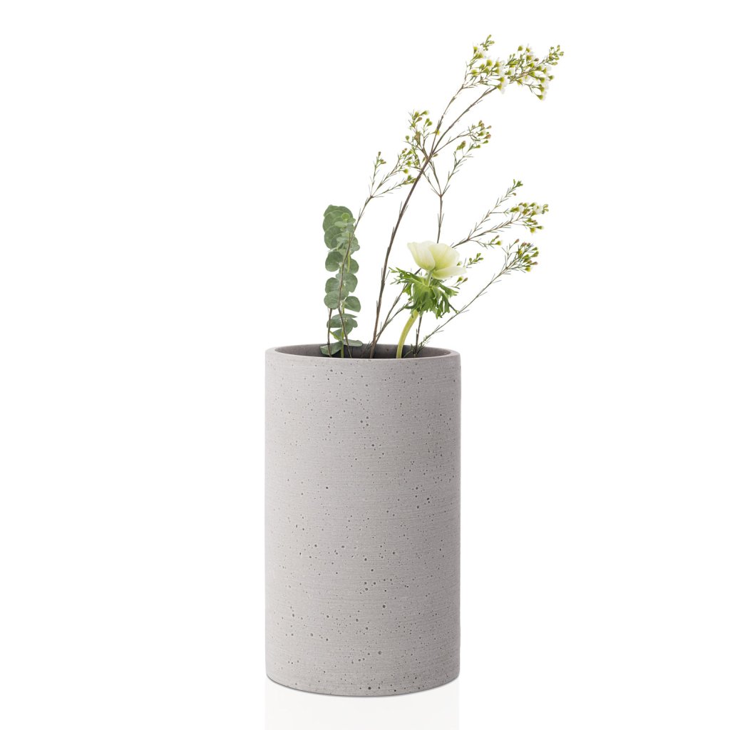 Vase COLUNA S, 20 cm, hellgrau, Polystone, Blomus