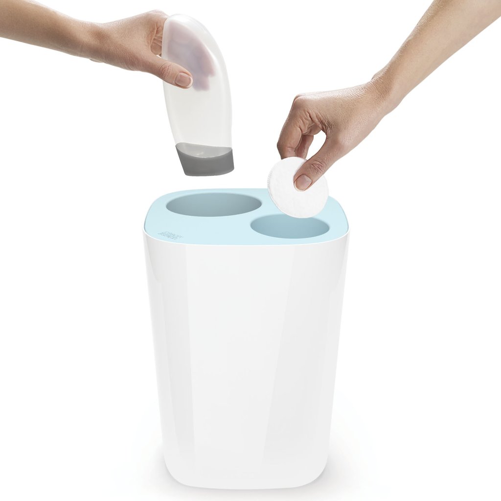 Badezimmer Mülleimer SPLIT, weiß/blau, Joseph Joseph
