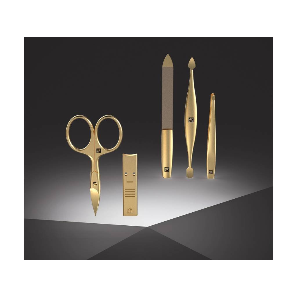 Maniküre-Set BT TWINOX GOLD EDITION, 4-teilig, blau, Leder, Zwilling
