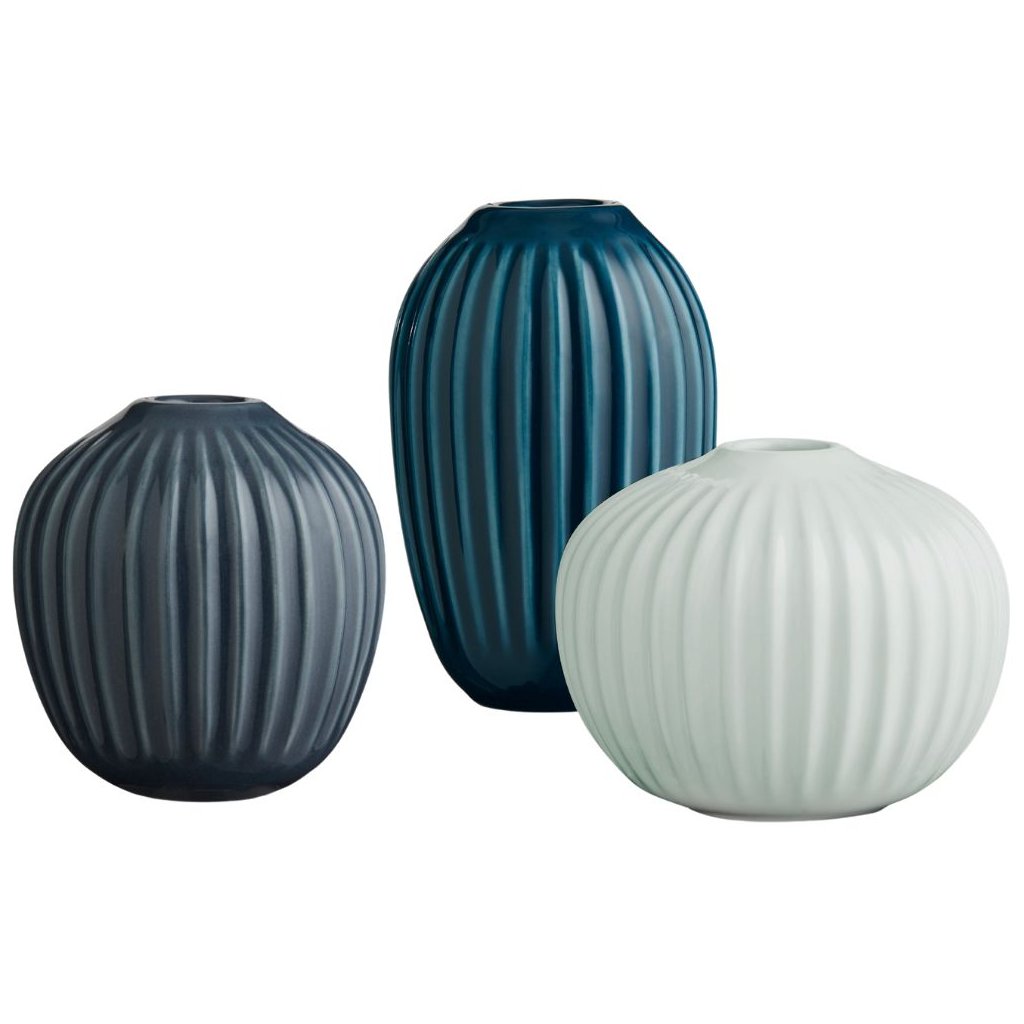 Vase HAMMERSHOI, 3er-Set, grün/blau/indigo, Kähler