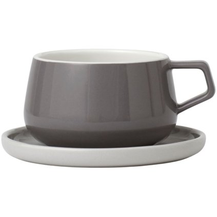 Tasse mit Untertasse ELLA CLASSIC Viva Scandinavia 0,25 l grau