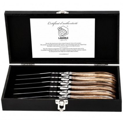 Steakmesser-Set Laguiole Luxury 6-stk Olivenholz