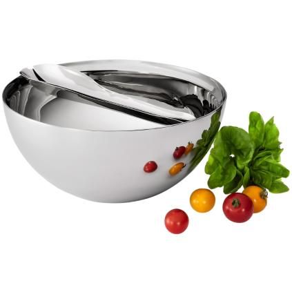 Salatschale 25 cm, mit Besteck, silber, Philippi