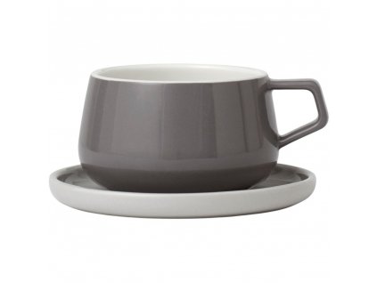 Teetasse mit Untertasse ELLA CLASSIC, 250 ml, grau, Viva Scandinavia