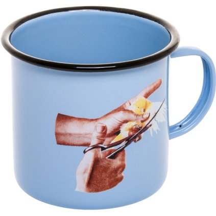 Becher TOILETPAPER BIRD 10 cm, blau, Emaille, Seletti