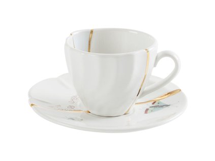 Kaffeetasse mit Untertasse KINTSUGI 2, weiß, Seletti