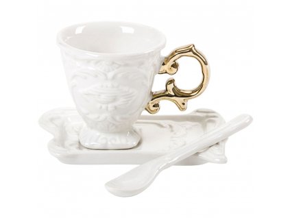 Kaffeetasse mit Untertasse und Löffel I-WARES, Gold, Seletti