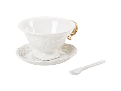 Teetasse mit Untertasse und Löffel I-WARES, Gold, Seletti