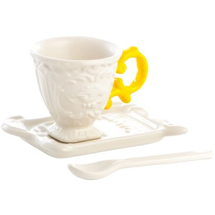 Kaffeetasse mit Untertasse und Löffel I-WARES, gelb, Seletti