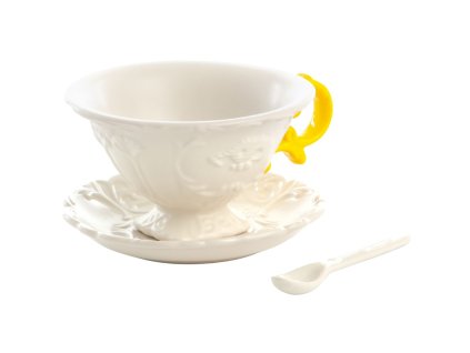 Teetasse mit Untertasse und Löffel I-WARES, gelb, Seletti