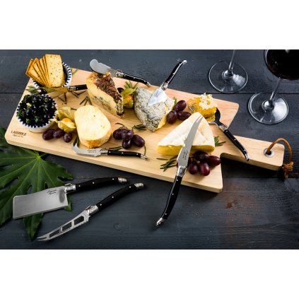 Käsemesser PREMIUM, 8-teilig, mit Schneidebrett, schwarz, Laguiole