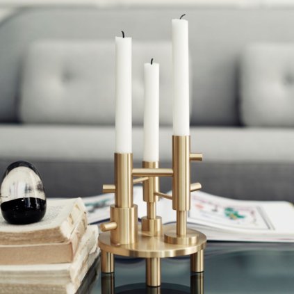 Stabkerzenhalter 20 cm, Gold, Messing, Fritz Hansen