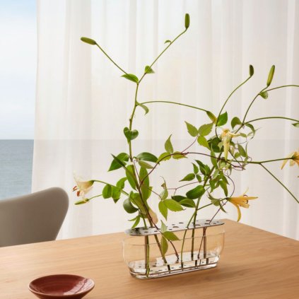 Vase IKEBANA 33 cm, Silber, Glas, Fritz Hansen