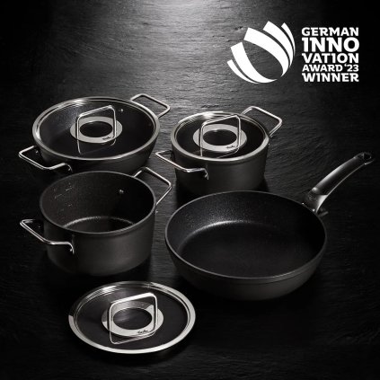 Kochtopfset ADAMANT, 3-teilig, schwarz, Aluminium, Fissler