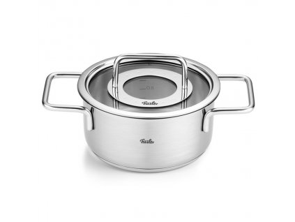 Kochtopf niedrig PURE 16 cm, silber, Edelstahl, Fissler