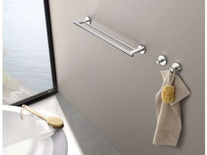 Handtuchhalter SCALA 66 cm, doppelt, poliert, Edelstahl, Zack