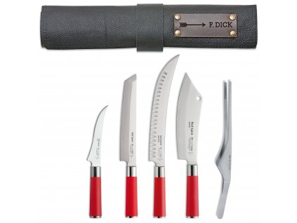 Küchenmesser RED SPIRIT mit Rolltasche, 5-teilig, rostfreier Stahl, F.DICK