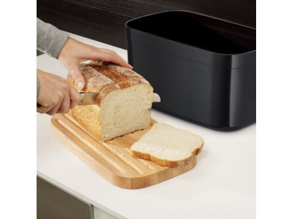 Brotkasten mit Schneidebrett BAMBOO 81103 35 x 22 cm, schwarz, Kunststoff, Joseph Joseph