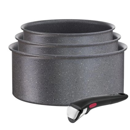 Kochtopfset INGENIO NATURAL FORCE L3969002, 4-teilig, grau, Aluminium, Tefal