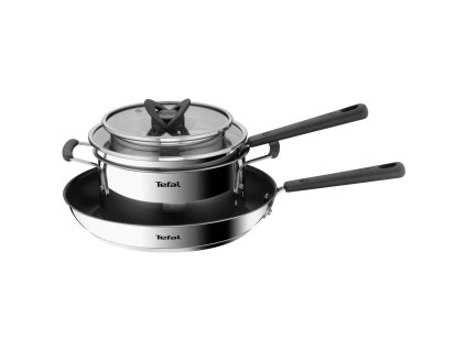 Kochtopfset OPTI'SPACE G737S544, 5-teilig, silber, Edelstahl, Tefal