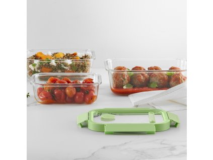 Frischhaltedose, 3er-Set, rechteckig, Glas, Lékué