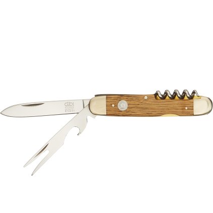 Taschenmesser ALPHA OAK 7 cm, mit Gabel, braun, Güde