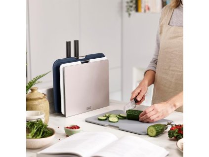 Schneidebrett NEST 6 PLUS 60194, 3er-Set + Küchenmesser, Kunststoff, Joseph Joseph