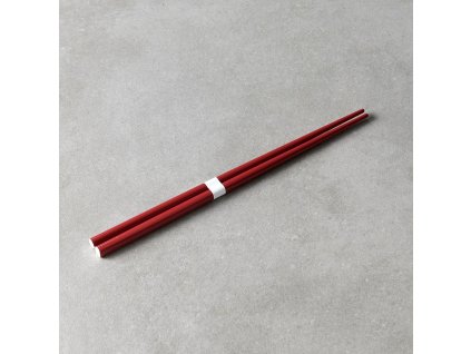 Essstäbchen 22,5 cm, dunkel rot / weiß, bambus, MIJ