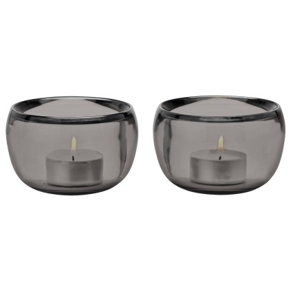 Teelichthalter ORA 9 cm, 2er-Set, Smoke, Glas, Stelton