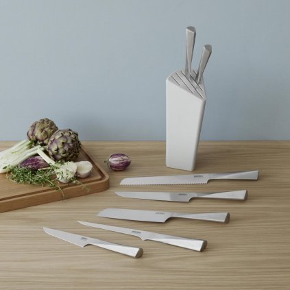 Santoku Messer TRIGONO 18 cm, silber, Edelstahl, Stelton