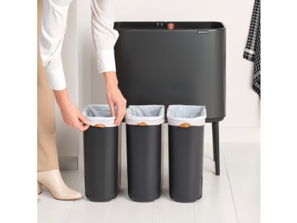 Touch Mülleimer BO TOUCH BIN 3x 11 l, Confident Grey, Stahl, Brabantia