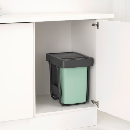 Einbaumülleimer SORT & GO 2x 15 l, dunkelgrau / jade green, Kunststoff, Brabantia
