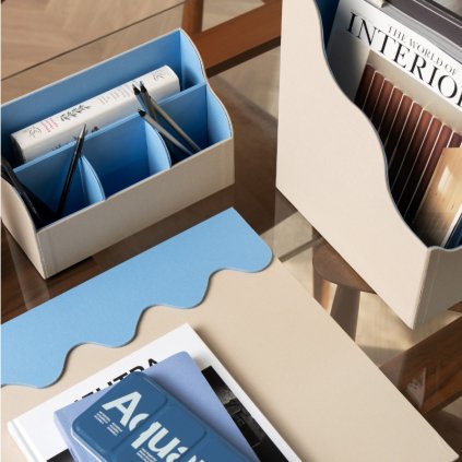 Schreibtisch-Organizer 17 x 26 cm, beige/blau, Printworks