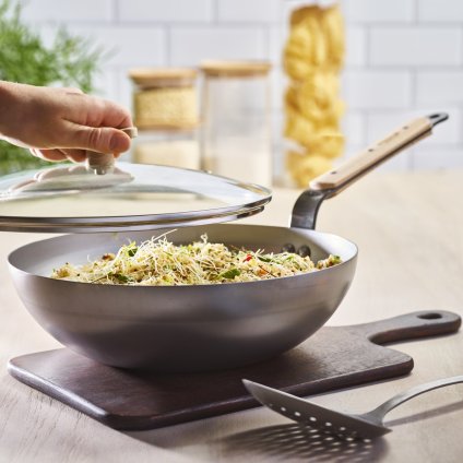 Wok MINERAL B BOIS 28 cm, silber, stahl, de Buyer