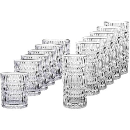 Longdrinkglas ETHNO, mit Whiskygläsern, set à 12 st, klar, glas, Nachtmann