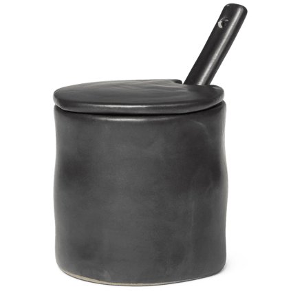 Salztopf FLOW 8 cm, schwarz, steingut, Ferm LIVING