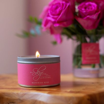 Duftkerze BOHEMIAN ROSE, Brenndauer 30 Stunden, Reisepaket, Isle of Skye Candle Company
