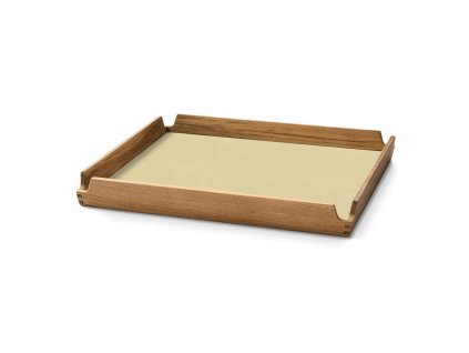 Serviertablett AIRY NUPO 30 x 30 cm, Kräuterstaub / braun, leder / holz, LIND DNA