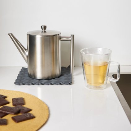 Teekanne mit Siebeinsatz MINUETZYLINDER 1,2 l, silber, edelstahl, Bredemeijer
