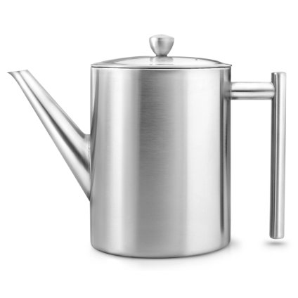 Teekanne mit Siebeinsatz MINUETZYLINDER 1,2 l, silber, edelstahl, Bredemeijer