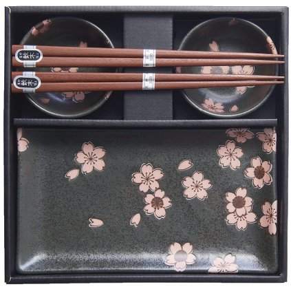 Sushi Set BLACK UND PINK SAKURA, 4-teilig, MIJ