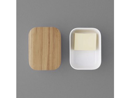 Butterdose BOX-IT 15 cm, weiß, kunststoff / bambus, RIG-TIG