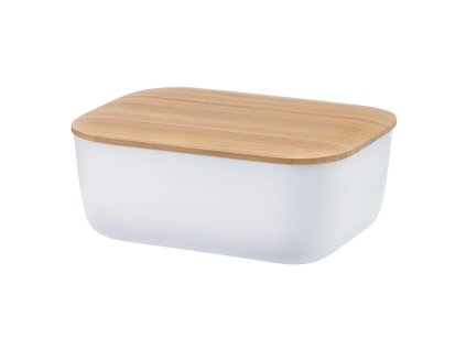 Butterdose BOX-IT 15 cm, weiß, kunststoff / bambus, RIG-TIG
