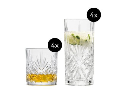 Longdrinkglas SHOW 368 ml, mit Whiskygläsern, set à 8 st, Zwiesel Glas