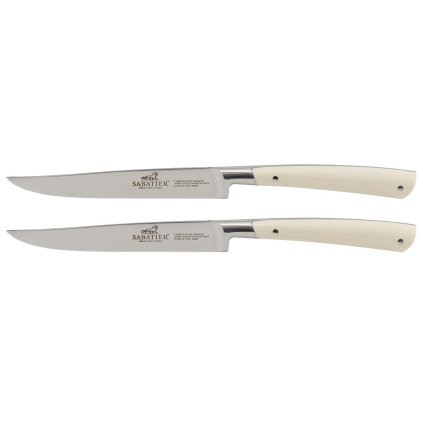 Steakmesser EDONIST 12 cm, set à 2 st, Edelstahlnieten, weiß, Lion Sabatier