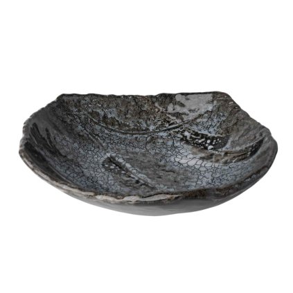 Speiseteller SHIRANAMI 26 x 23 cm, oval, schwarz, keramik, MIJ