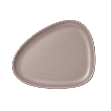 Frühstücksteller KURVE 22 cm, warm grau, steingut, LIND DNA