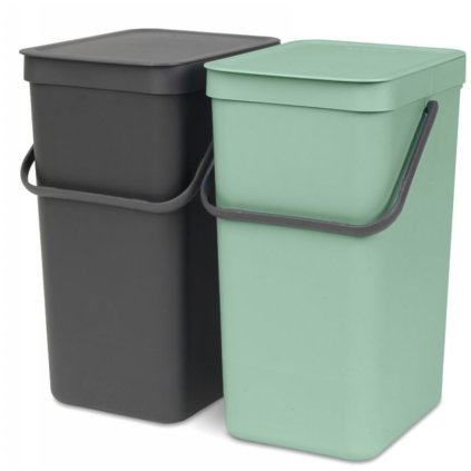 Einbaumülleimer SORT & GO 2 x 16 l, grau/grün, Brabantia
