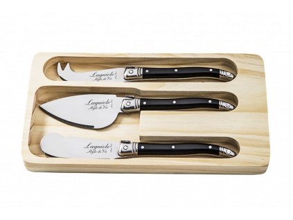 Käsemesser PREMIUM, 3-teilig, schwarz, Laguiole