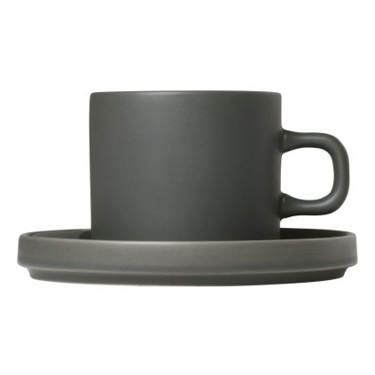 Kaffeetasse mit Untertasse PILAR, 2er-Set, 200 ml, khaki, Blomus